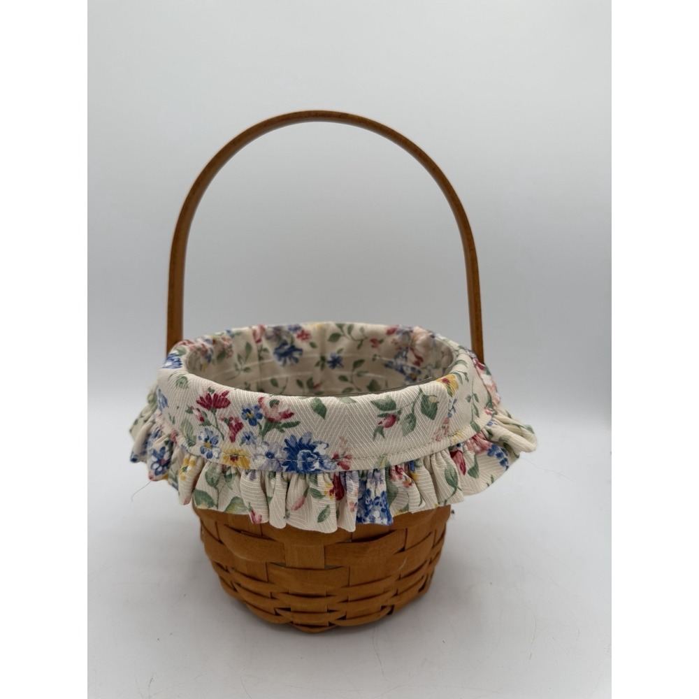 🍎 Longaberger 2001 Small Fruit Basket w/Liner & Protector – Handwoven Vintage🧺
